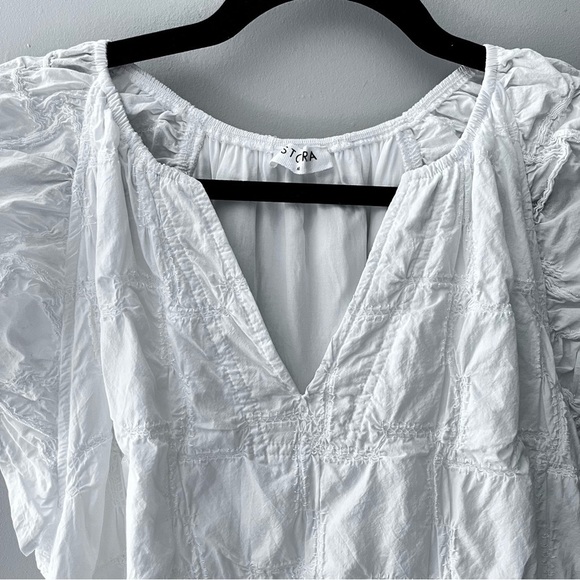 Storia Stitched Bohemian Tiered Mini White Dress Women’s Medium - Picture 5 of 11